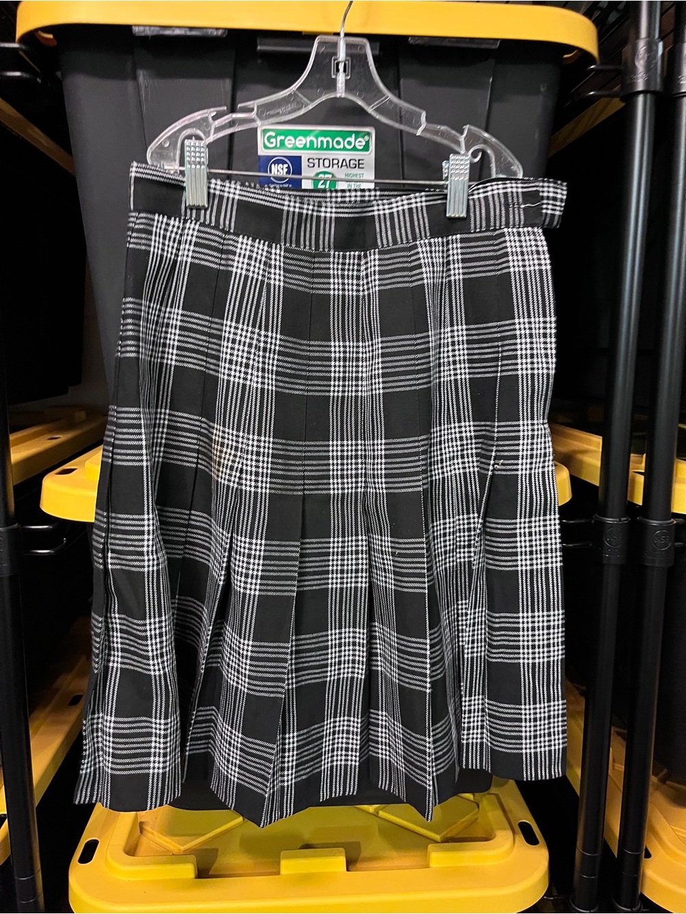 Black & White Plaid Pleated A-Line Skirt